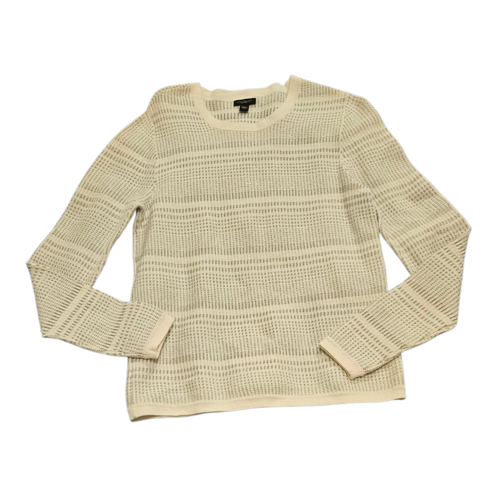Ann Taylor Factory Small Long Sleeve White and Silver Pullover Shirt